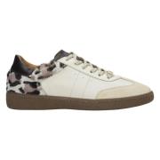 Dames Beige Animal Print Sneakers gemaakt van Italiaans Echt Leer Er00...