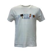 Casual Katoenen T-shirt Moschino , White , Heren