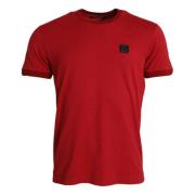 Rood Logo Patch Katoenen T-shirt Dolce & Gabbana , Red , Heren