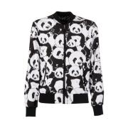 Panda Print Nylon Jas Dolce & Gabbana , Black , Heren