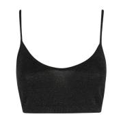 Lurex Cropped Top met Dunne Bandjes Federica Tosi , Black , Dames