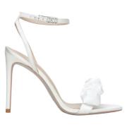 Witte Stiletto Hakken Sandalen Bloemen Estro , White , Dames