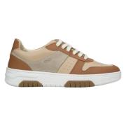 Bruin & Wit Leren Sneakers Estro , Brown , Dames