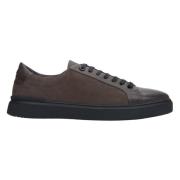 Stijlvolle Bruin Lederen Velours Sneakers Estro , Brown , Heren