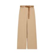 Wijde Pijp Katoen Linnen Broek Max Mara Studio , Beige , Dames