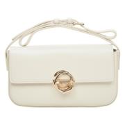 Elegante Beige Leren Handtas met Gouden Hardware Estro , Beige , Dames