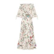 Maxi Jurk met Pofmouw Camilla , Multicolor , Dames