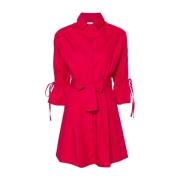 Rode Poplin Jurk met Riem Liu Jo , Red , Dames