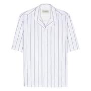 Satin Streep Shirt Wit/Zwart Officine Générale , Multicolor , Heren