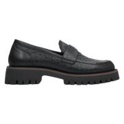 Dames Zwarte Loafers gemaakt van Gestructureerd Echt Leer Er00114649 E...