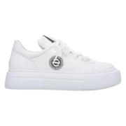 Dames Witte Platform Sneakers gemaakt van Echt Leer Er00114566 Estro ,...