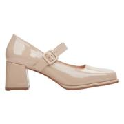 Beige Patent Leren Mary Jane Pumps Estro , Beige , Dames