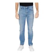 Blauwe Plain Jeans met Rits Sluiting Armani Exchange , Blue , Heren