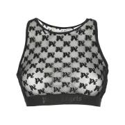 Zwarte Mouwloze Monogram Top Palm Angels , Black , Dames