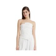 Witte Strapless Top Ritssluiting ViCOLO , White , Dames