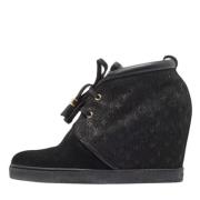 Pre-owned Leather sneakers Louis Vuitton Vintage , Black , Dames