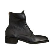 Leren Veterschoen met Rits Guidi , Black , Heren