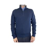 Navy Blauwe Zip-Up Jersey Polo Belstaff , Blue , Heren