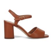 Bruin Leren Blokhak Sandalen Sangiorgio , Brown , Dames