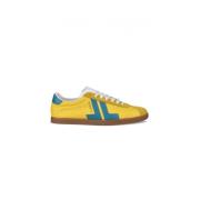 Gele nylon sneakers met blauwe accenten Lanvin , Multicolor , Heren