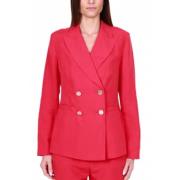 Rode Linnen Double-Breasted Blazer Liu Jo , Red , Dames