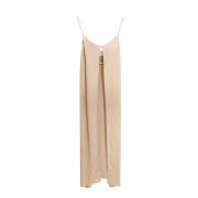 Satin Vest met Frontale Knoopsluiting The Nina Studio , Beige , Dames