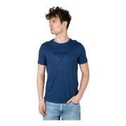 Klassieke Ronde Hals T-Shirt Guess , Blue , Heren