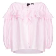 Volumineuze zijden en katoenen blouse Pinko , Pink , Dames