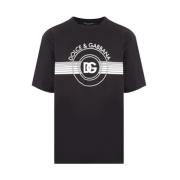 Zwart Katoen Logo Print T-shirt Dolce & Gabbana , Black , Heren