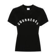 Zwart Logo Print Crew Neck Top Courrèges , Black , Dames