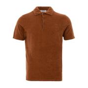 Bruine Fluwelen Polo Shirt Gran Sasso , Brown , Heren