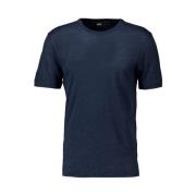Tiburt Donkerblauw Linnen T-shirt Boss Black , Blue , Heren
