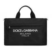Zwarte Logo Holdall Tas Dolce & Gabbana , Black , Dames