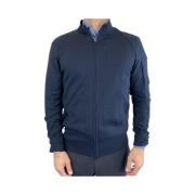 Navy Blauwe Zip-Up Gebreide Jas C.p. Company , Blue , Heren