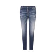 Blauwe Skinny Jeans met Unieke Details Dsquared2 , Blue , Dames
