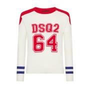 Gebreide Katoenen Ronde Hals Pullover Dsquared2 , White , Heren