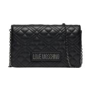 Gewatteerde Schoudertas Zwart Metaal Love Moschino , Black , Dames