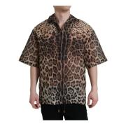 Luipaardprint Knoopsluiting Shirt Dolce & Gabbana , Multicolor , Heren