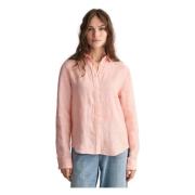 Ademende Linnen Chambray Overhemd Gant , Pink , Dames