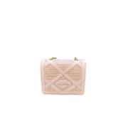 Roze Raffia Mini Tas met Stud Details Love Moschino , Pink , Dames