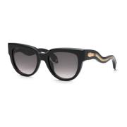 Dames zonnebril vierkant zwart glanzend Roberto Cavalli , Black , Dame...