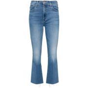 Hoge Taille Bootcut Fray Jeans Mother , Blue , Dames