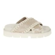 Bio Sandaal met Microsequins Mou , Beige , Dames