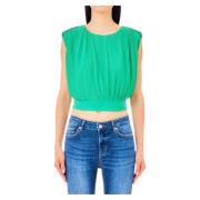 Groene Cropped Plisse Top Liu Jo , Green , Dames