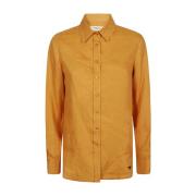 Linnen Logo Shirt Klassiek Lange Mouw Max Mara Weekend , Yellow , Dame...