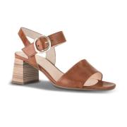 Bruine Leren Sandalen met Klittenbandsluiting Gabor , Brown , Dames