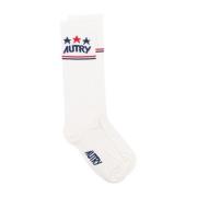 Ribgebreide sokken met Jacquard-logo Autry , White , Unisex
