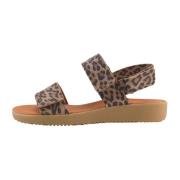 Leopard Print Karen Sandal Nature Footwear , Brown , Dames