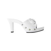 Leather heels Versace , White , Dames