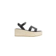 Zwarte leren sleehak sandalen Kate stijl Tod's , Black , Dames